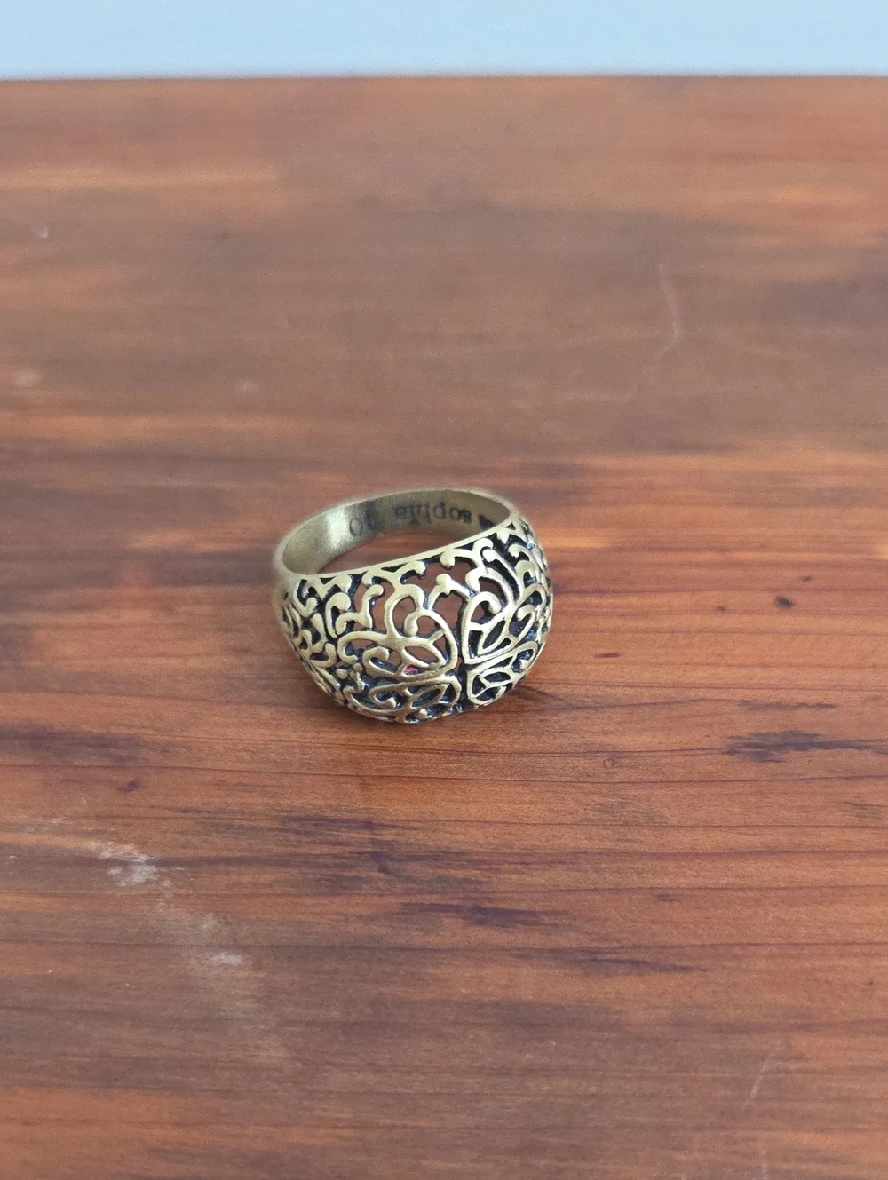 Lia Sophia Brass-Tone Filigree Dome Ring